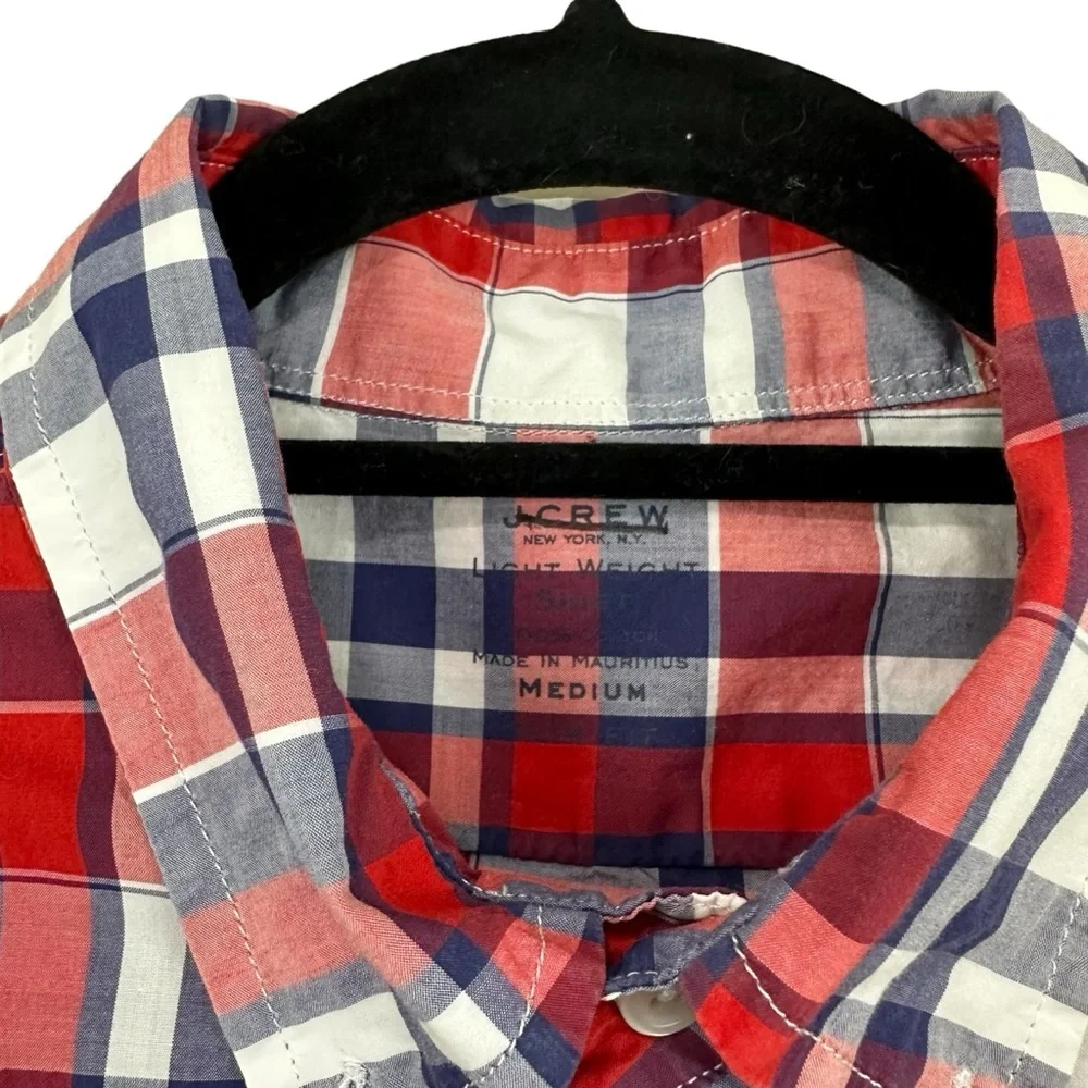 J. Crew Men's Light Weight Cotton Plaid Button Down Shirt Sz M